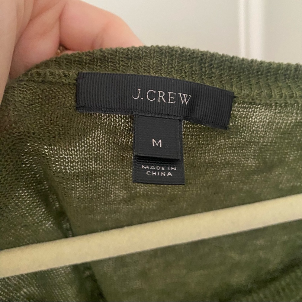 J. Crew Olive Green linen Women's Top - Picture 4 of 4